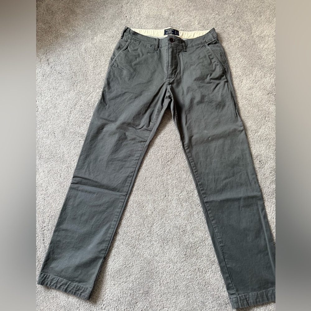Abercrombie and Fitch Slim Straight Grey Khakis. 30x30